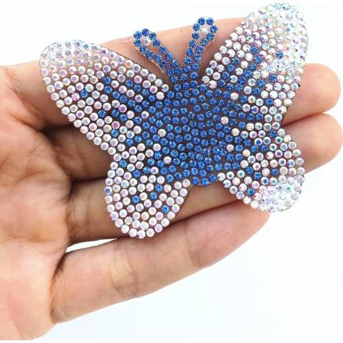 Sparkling Rhinestone Butterfly Pattern Clothes Patches Fashion Sequined DIY Appliques Bling Iron-on Patches