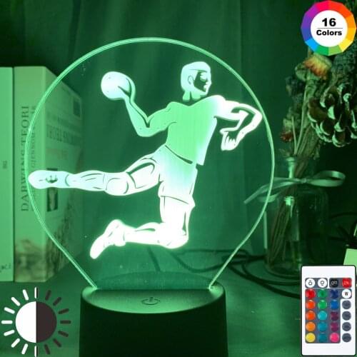 Led Night Light Sport Handball Player Figure Nightlight for Home Office Decoration Atmosphere Colorful Desk Lamp Birthday Gift