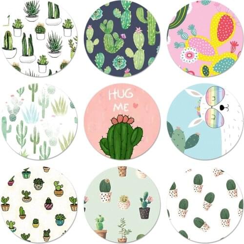 58mm Cactus Vintage Flower Icons Pins Badge Decoration Brooches Metal Badges For Backpack Decoration