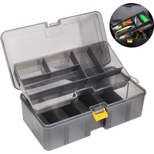 Waterproof Plastic Double Layer Fishing Tackle Lures Hook Fishing Bait Holder Box Storage Case Fishing Tackle Boxes