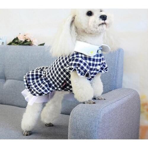 Pet Skirt Lace Design Breathable Thin Dog Fashion Plaid Skirt for Summer