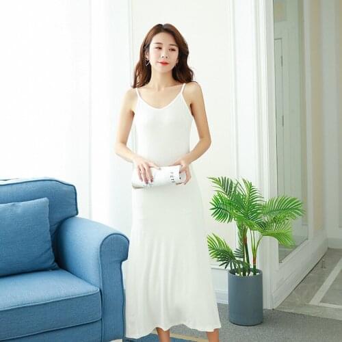 Sling skirt lined bottoming skirt female modal spring and summer long dress nightdress sexy temptation long skirt badjas white