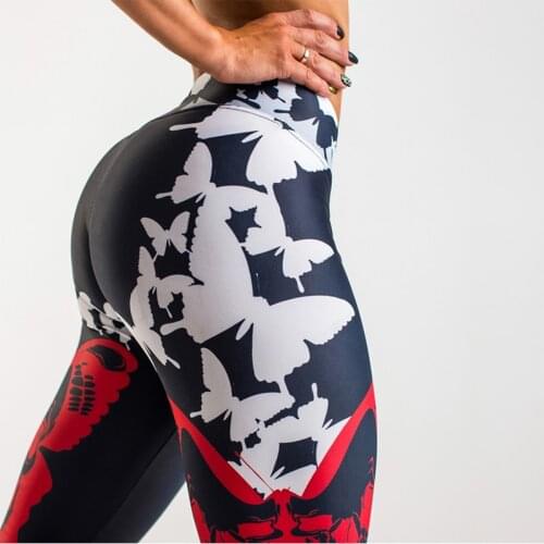 SALSPOR New Women Print Leggings Butterflies Digital Printing High Waist Slim Fit Fitness Legging Casual Sport Pants Female