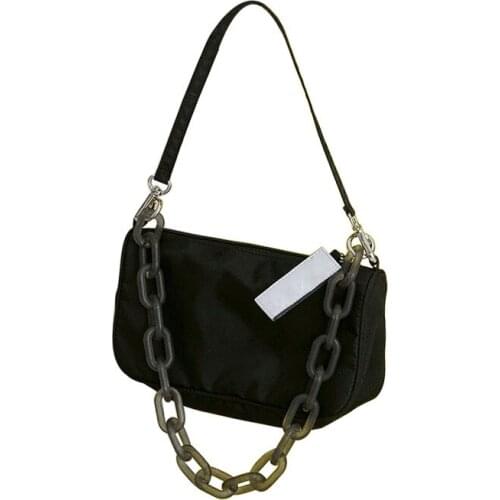 Female Party Travel Purses Women Acrylic Chain Nylon Shoulder Bags Designer Black Messenger Clutch Bag Lady Baguette Handbags