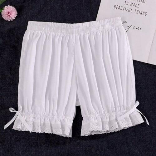 Women Vintage Gothic Bloomers Elastic Waist Lace Hem Lolita Loose Pumpkin Shorts
