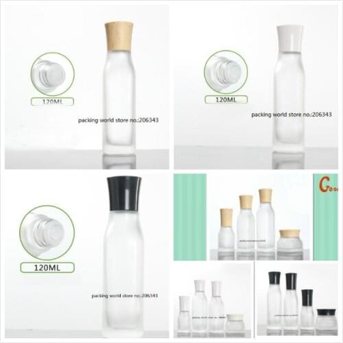 120ml square frosted glass bottle with screw lid lotion/emulsion/serum/foundation/toner/water skin care cosmetic packing