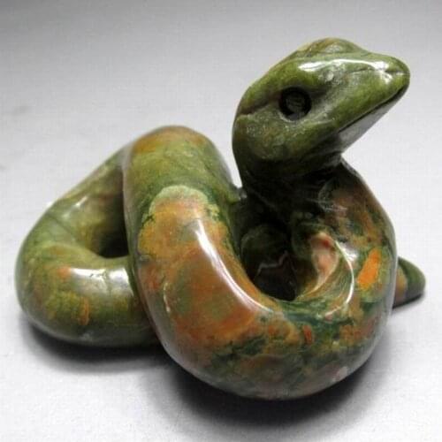 2" / 42g Jasper Snake Handmade Stone Carving - crystals and stones healing Mineral specimen Home Decor feng shui XX0604/09