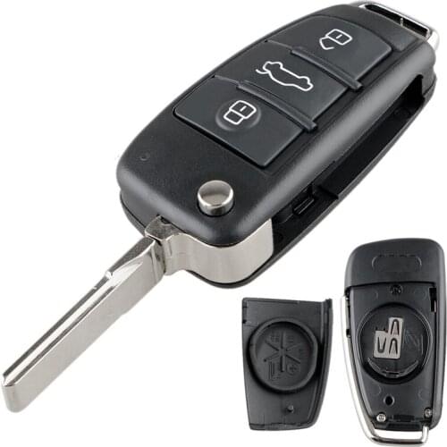 3 Buttons Folding Remote Flip Car Key Case Shell Fob Replacement for 2006-2013 A4 A3 A6 A8 TT Quattro 2007-2013 Q7 2010 S6