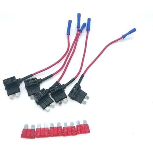 5Pcs 12-32V Mini Medium Size Car Fuse Holder Add-a-circuit TAP Adapter with 10A Micro Mini Standard ATM Blade Fuse mini fuse