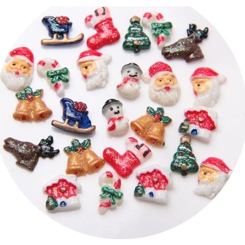 50pcs Mini Christmas Manicure Bag Resin Christmas Accessories DIY Manicure Mobile Shell Material Factory Direct