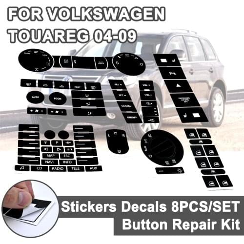 8pcs for Volkswagen Repair Auto Stickers Decals Replacement Car Steering Wheel Windows Headlight Climate Switch Worn Button