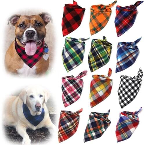 Dog Bandanas Large Pet Scarf Pet Bandana For Dog Cotton Plaid Washable Bow Ties Collar Cat Dog Scarf Bibs Medium Dog Accessories