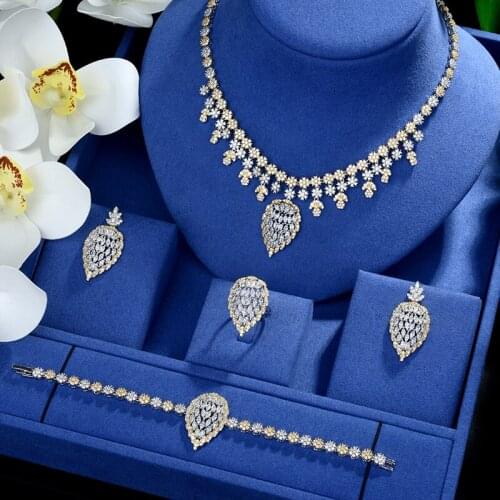 Be 8 New Arrival Womens Zircon Pendent Water Drop Shape 2 Tones AAA CZ Jewelry Set Bridal Weeding Accessories Bijoux S498