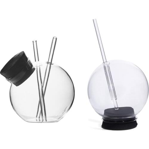Cocktail Glass Creative Sphere Shaped Reusable Drinking Straw Cup Wine Juice Gla