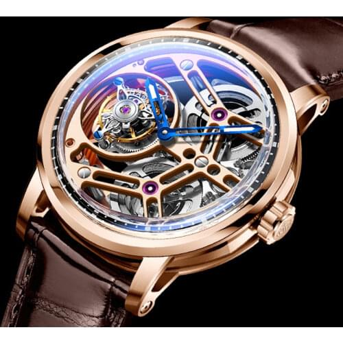 Tourbillon Watch Movement Seagull ST8000 Men Luxury Brand Famous Sugess Sapphire 50M Waterproof Numberless Skeleton Silver Dial