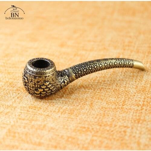 Pure Copper Smoke Tipsy Many Coins Wealth Characters-Jing Brass Smoking Pipe Mouthpiece Cigarette Holder Grandpa Grandpas gift