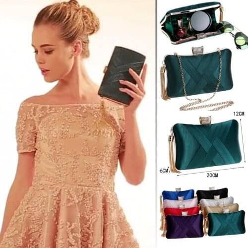 Ladies Cosmetic Bags&Case,Rhinestone Embellish Imitation Silk MINI Hand Held Pillow Bag,Women Evening Party Elegant Portable Bag