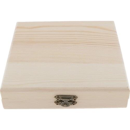 Wood Storage Box Unpainted Chest For Souvenir Memorabilia Jewelry Cigar CD