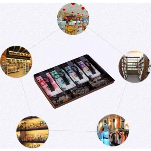 Home Market Black Plastic Coin Money Storage Box Bill Cash Tray Organizer With 7 Slots 4 Removable Clips Supply