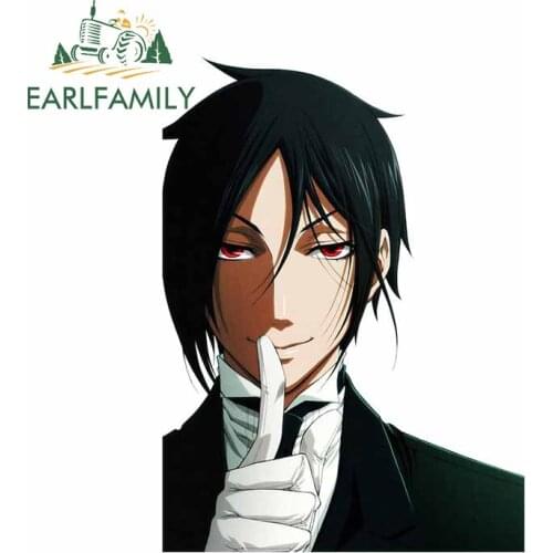 EARLFAMILY 13cm x 8.4cm for Black Butler Sebastian Michaelis Decal VAN Kids Room Silhouette Tuning Car Stickers Wall Decoration