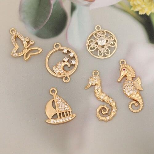 HAOSAW 6Pcs Jewelry Accessories/DIY Making/Pendant For Earrings/Hand Made/Animal Shape/CZ Charms/Jewelry Findings & Components