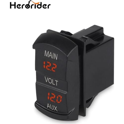 Herorider 24v Auto Truck Digital Display Double Voltmeter Voltage Meter Red Led Voltmeter For Motorcycle 12V Car Socket
