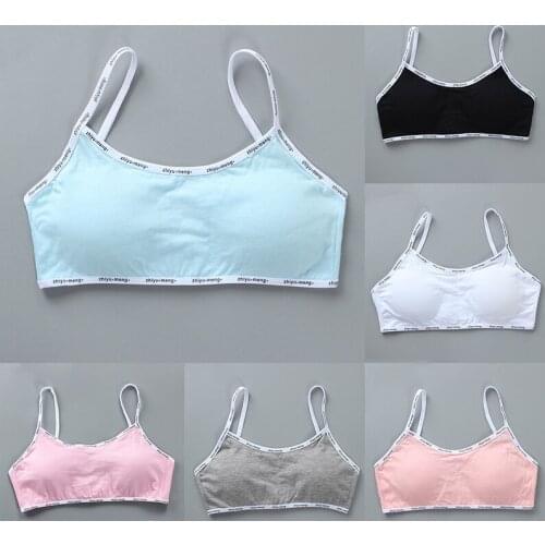 8-16 Years Teen Girls Cotton Training Bra Puberty Schoolgirl Sports Bras Detachable Chest Pad Teenager Underwear Tube Top Vest