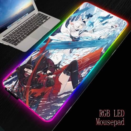 Kaga Azur Lane Akagi Anime RGB Gaming Accessories Mouse Pad Large Glowing Extended Mousepad Keyboard Pad Mat Rubber Base XXL