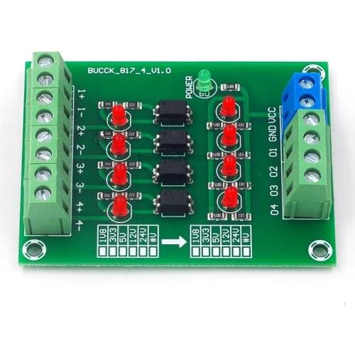 24V to 5V 4 Channel Optocoupler Isolation Board Isolated Module PLC Signal Level Voltage Converter Board 4 Bit