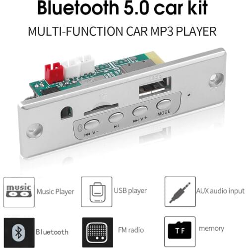 Kebidu Wireless Bluetooth 5.0 Decoder Board DC 12V MP3 WMA 2*25W Amplifier Audio Module USB FM TF Record Radio For Car