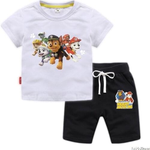 PAW PATROL kids two piece clothing set Children Baby Girl Clothes Set Summer new Toddler baby Boy Short Sleeve Tshirt Set