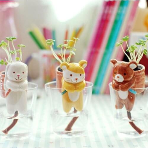 Adorable Desktop Potted Flowers Pot Decoration Monkey / Cat / Dog Flowerpot Home Garden Decoration Christmas Birthday Vase Gifts