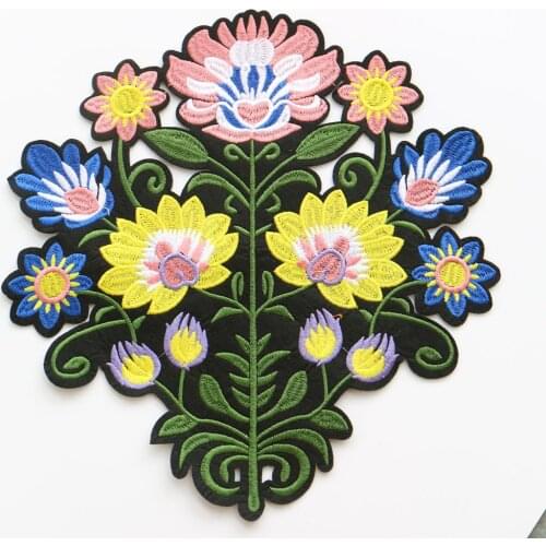 Fashion ironing flower embroidery Patches for clothing DIY colorful iron on parches applique for clothes