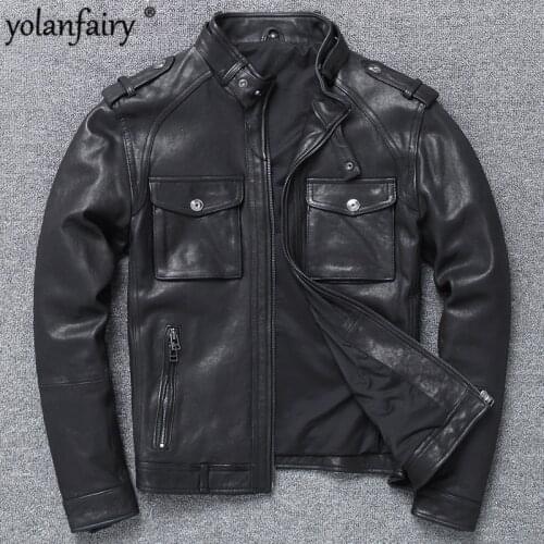 Men Leather Jackets Real Sheepskin Coat 2020 Spring New Clothes Short style of Moto & Biker Casual Slim Full Jacket 9816-Y