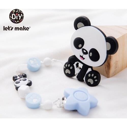 Lets Make Pacifier Chain Set Baby Toys Cartoon Animal Panda Silicone Holder For Nipples Personalized Pacifier Clip Baby Teether