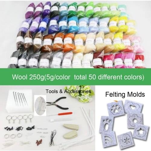 Free Shipping 66S Wool Felt Poke Fun Handmade Diy Kit Material 5g/Colour 50colour For Choice 50colours/lot