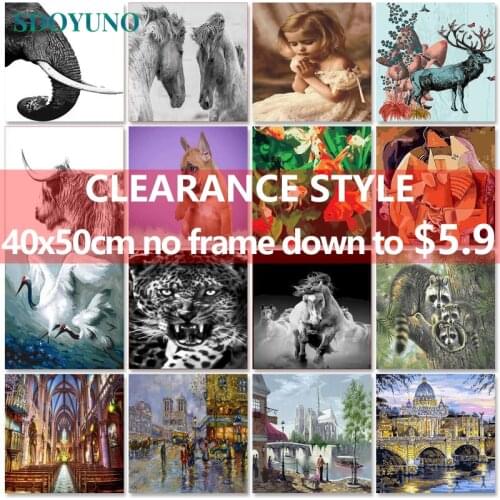 SDOYUNO Clearance style Oil Paint By Numbers Kits Scenery Painting By Numbers On Canvas Frameless 60x75cm Draw Painting DIY Deco