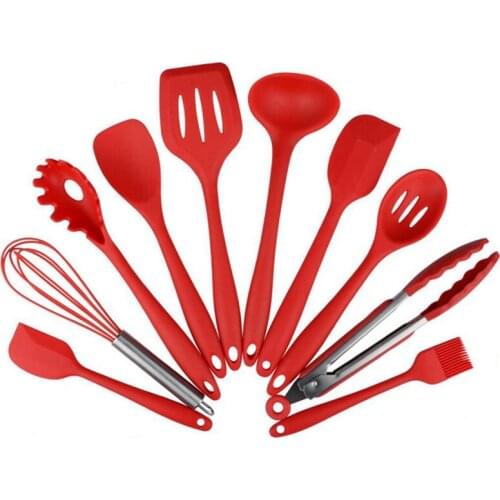 Silicone Cooking Utensils Set 10 Pieces Non-Stick Spatula Shovel Cooking Tools Kitchen Tool Gadgets Accessories