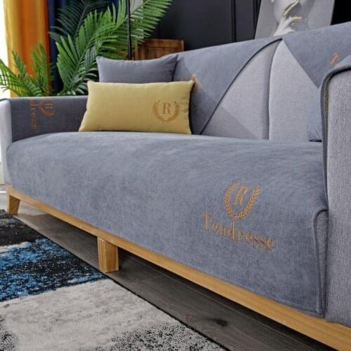 Non-slip luxury Nordic leather sofa cover towel Chenille sofa cushion Four seasons Customize leather sofa protector slipcover