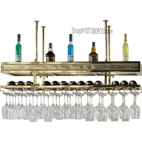 European style stainless steel hanging wine glass rack upside down home bar wine rack wine rack ornaments ceiling rack