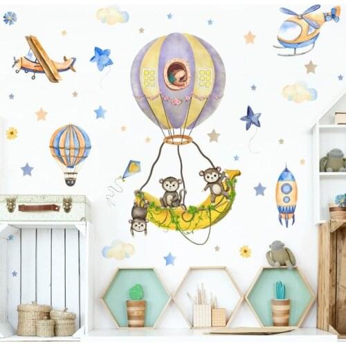 DIY Cartoon Monkey Wall Stickers for Kids Rooms Decoration Living Room Backdrop Decals Wallpaper Boys Girls Bedroom Decor