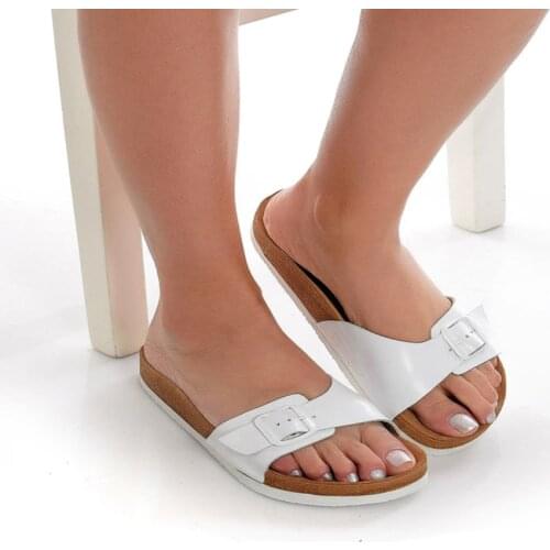 2020 New Brand Slippers White Orthopedic Leather Women Sandal Open Toe Flat Casual Slides Summer Outdoor Beach Female Flip Flops