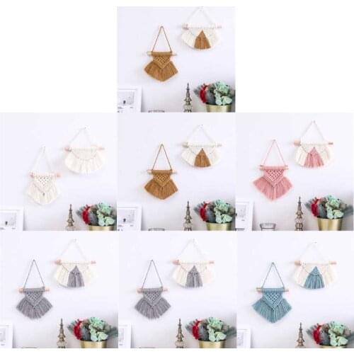 Nordic Handmade Woven Macrame Boho Semicircle Wall Hanging Tapestry with Tassels