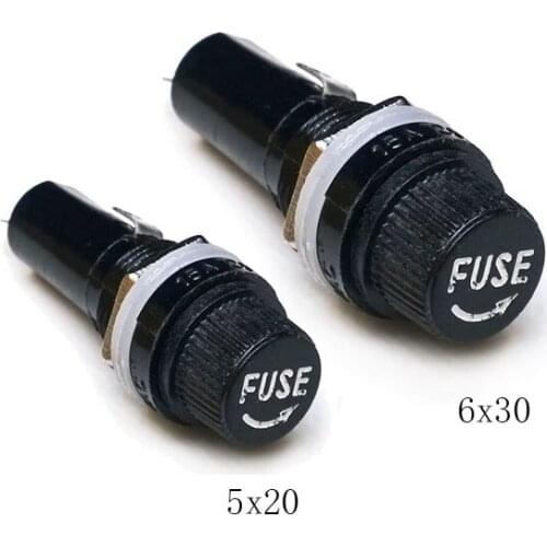 5 pcs/lot 5*20mm 10A 250V Glass Fuse holders 5x20 Black Insurance Tube Socket Panel Mount Fuse Socket Copper