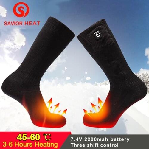 Savior Winter Outdoor Sports Heated Socks 7.4V electric battery Heating Warming cotton Socks For Snowboard Skiing Fishing Hiking