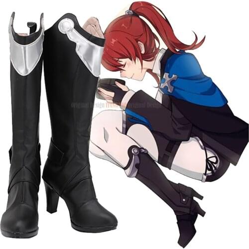 Himeko Kriegsmesser Shoes Cosplay Honkai Impact 3 Murata Himeko Cosplay Boots Black High Heel Shoes Custom Made