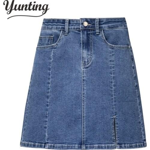 Sexy Women Denim Mini Skirt Fashion Summer High Waist Korean Blue Package Hip Jeans Harajuku Plus Size Cotton