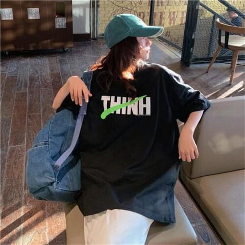 Womens T-shirts Tops Japanese Kawaii Ladies Ulzzang Loose Lazy Letter Print Tshirt Female Korean Harajuku Clothes For Women