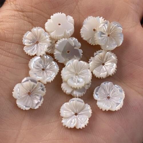 2Pcs Shell Beads Accessories Flower-shaped White Loose Shell For Jewelry Making Bracelet Earring Handiwork Sewing Accessory