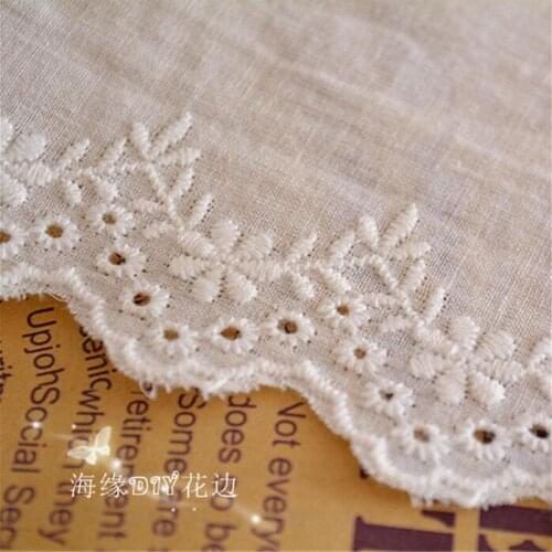 2 Yards/lot 6.5cm Lace Accessories Cloth Material Lace Cotton DIY Decoration Material Cord Ivory Lace Fabric